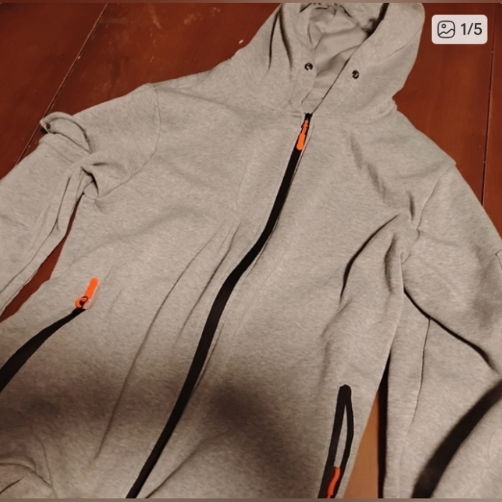 Gray Zip-Up Hoodie with Pockets